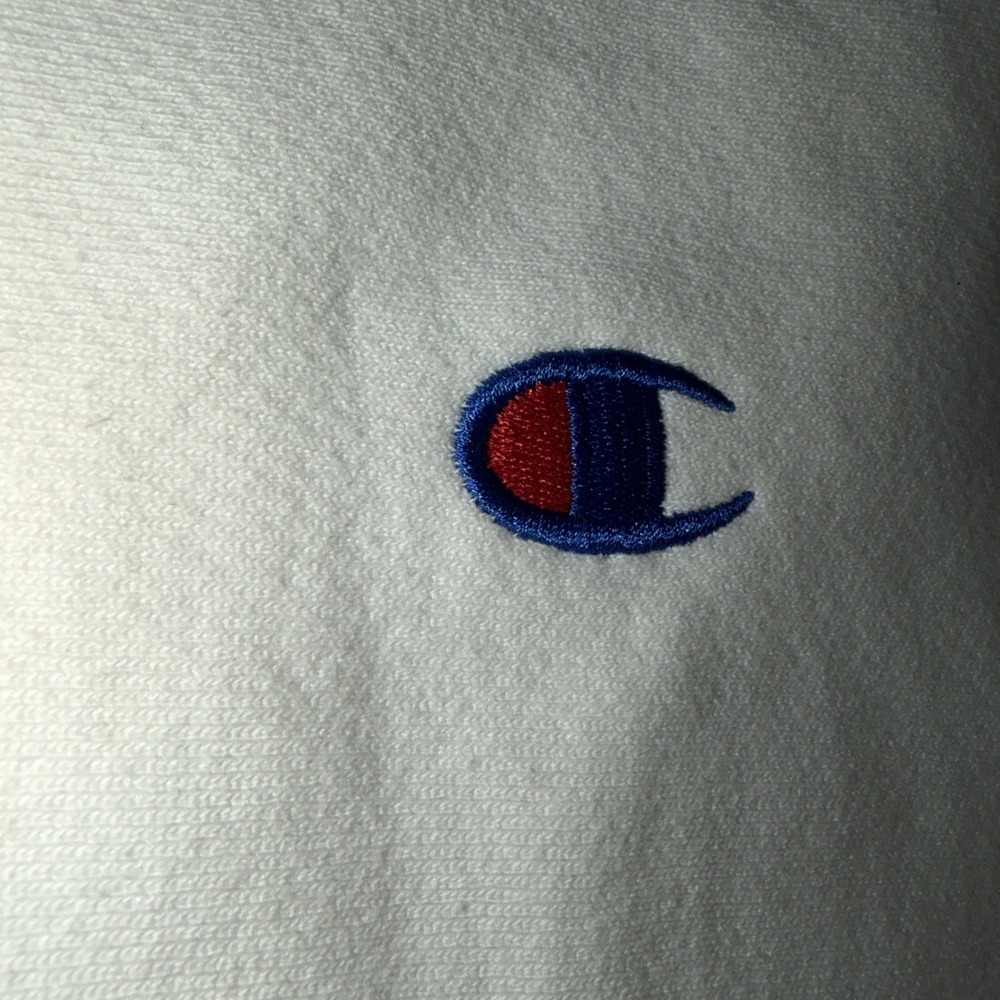 Champion Reverse Weave Cropped Crewneck Sweatshirt Womens XS Cream Spellout Logo - Picture 2 of 11